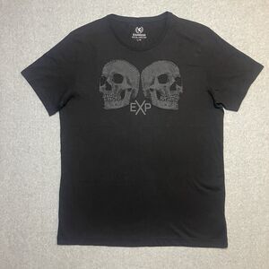 Vintage Express Black Skull Studded Graphic Men's T-Shirt L Crew Neck Cotton